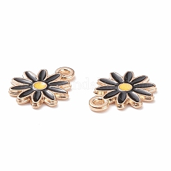 合金エナメルチャーム  菊  ライトゴールド  ブラック  13x9x1mm  穴：1.4mm&nbsp;X-ENAM-N047-I02