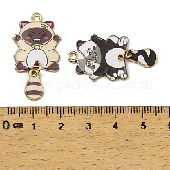 合金エナメルチャーム  猫の形  ミックスカラー  35x18x1.5mm  穴：1.8mm&nbsp;FIND-I064-03G-02