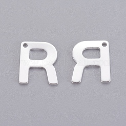 ステンレススチールチャーム201個  文字L  銀色のメッキ  文字.r  11x9x0.7mm  穴：1mm&nbsp;X-STAS-L232-007R