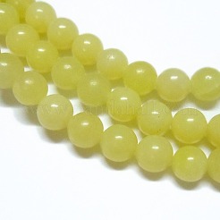 天然石レモンジェイド翡翠ビーズ連売り  ラウンド  レモンシフォン  4mm  穴：0.8mm  約97個/連  15インチ&nbsp;G-H1631-4MM
