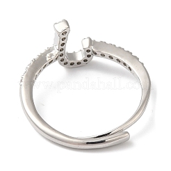 Rack Plating Brass Cubic Zirconia Arabic Letters Adjustable Rings for Women&nbsp;RJEW-S407-10P-02