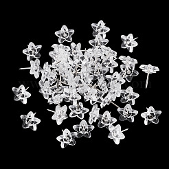 プラスチック製の星型画鋲100個  鉄のピン付き  透明  16x13.5x14mm&nbsp;AJEW-TA0003-16