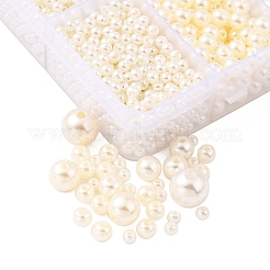 5サイズイミテーションパールアクリルビーズ  ラウンド  乳白色  4~12mm  穴：1~2mm&nbsp;OACR-YW0001-28