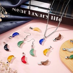 48Pcs 8 Colors Transparent & Imitation Jade Spray Painted Glass Pendants&nbsp;GLAA-FH0001-39