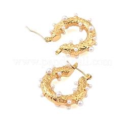 Ion Plating(IP) 304 Stainless Steel with ABS Imitation Pearl Stud Earrings for Women&nbsp;EJEW-N055-21G