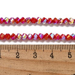 電気メッキガラスビーズセット  パール光沢メッキ  多面カット  双円錐形  レッド  4x4x3mm  穴：1mm  約149個/連  12.2~12.6''（31~32センチメートル）&nbsp;GLAA-Q105-04N