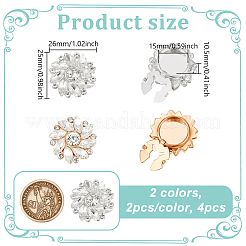 4Pcs 2 Colors Alloy Rhinestone Cufflinks&nbsp;DIY-NB0013-78