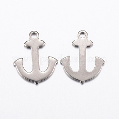 変色しにくい304ステンレススチールペンダント  アンカー  ステンレス鋼色  16x13x1mm  穴：1.5mm&nbsp;X-STAS-L200-35P