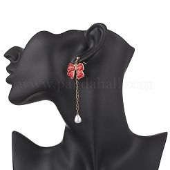 Alloy Enamel Bowknot Dangle Stud Earrings&nbsp;EJEW-JE06645-02