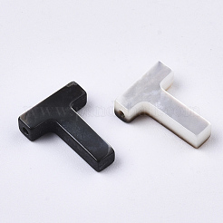 天然な黒リップシェルビーズ  トップドリルビーズ  文字.t  T：10x7.5x2.5mm  穴：0.6mm&nbsp;LS-SSHEL-S265-001T