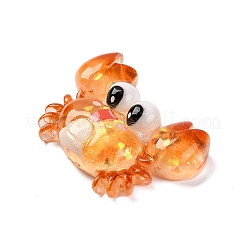 海洋生物をテーマにした樹脂カボション  グリッターパウダー付き  カニ  20.5x30.5x7.5mm&nbsp;RESI-Q010-01A