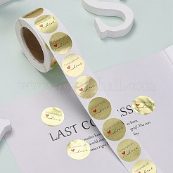 DIYスクラップブック  装飾的なマスキングテープ  愛と手作りの単語でフラットラウンド  ゴールド  25mm  500PCS /ロールについて&nbsp;DIY-L028-A22