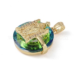 Brass Micro Pave Cubic Zirconia with Glass Pendents&nbsp;KK-Q815-05G