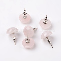 ハーフラウンドドームナチュラル＆シンセティックミックスストーンスタッドピアス  プラチナメッキ真鍮パーツ  18mm  ピン：0.8mm&nbsp;EJEW-L171-M