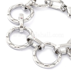 女性用304ステンレススチールブレスレット  ラウンド  ステンレス鋼色  8-1/2インチ（21.5cm）  ラウンド：20mm&nbsp;BJEW-U009-03P