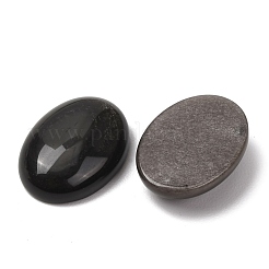 天然の銀色の光沢を持つ黒曜石のカボション  オーバル  25x18x7~7.5mm&nbsp;G-G741-18x25mm-23
