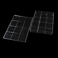 カバー付きプラスチックビーズコンテナ12グリッド  アクセサリー用  ビーズ  小物収納  長方形  透明  24x35x4.2cm&nbsp;CON-K002-03A