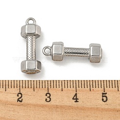 変色しない304ステンレススチールペンダント  ダンベルチャーム  ステンレス鋼色  21.5x7.5x5mm  穴：1.6mm&nbsp;STAS-N103-79P