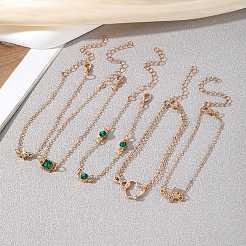 5Pcs 5 Styles Alloy Chain Bracelet & Bangle Set for Women&nbsp;WG6073F-01