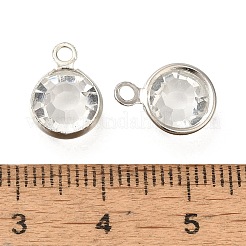 真鍮チャーム  ガラスと  ラウンド  プラチナ  12x9x4mm  穴：1.6mm&nbsp;KK-H506-02P