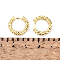 女性のための真鍮ツイストロープ分厚いヒンジ付きハギーフープピアス  カドミウムフリー＆ニッケルフリー＆鉛フリー  18KGP本金メッキ  17x3mm  ピン：0.8mm&nbsp;X-EJEW-P196-25G