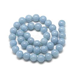 天然アンジェライトビーズ連売り  無水石膏ビーズ  ラウンド  4mm  穴：0.8mm  約95個/連  15.7インチ&nbsp;G-R432-15-4mm