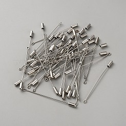 304ステンレススチール製アイピンブローチ金具  プラチナ  74.5~75x4mm  穴：1.6mm&nbsp;STAS-TAC0024-05B