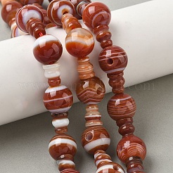 Natural Banded Agate 3-Hole Guru Beads Strands&nbsp;G-H064-E08-02B