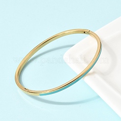 女性用304ステンレススチール製エナメルヒンジ付きバングル  イオンプレーティング（ip）  18KGP本金メッキ  内径：1.93インチ（4.9cm）x2.32インチ（5.9cm）&nbsp;BJEW-D408-39G