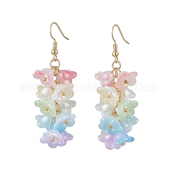 アクリルダングルスタンドピアス  花  シェルパール付き  ゴールドカラー  57x25mm&nbsp;EJEW-TA00677