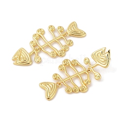 Fish Bone Brass Stud Earrings for Women&nbsp;EJEW-Q389-05G