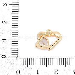 真鍮製マイクロパヴェキュービックジルコニアチャーム  ハート  ゴールドカラー  12.5x14.5x4.5mm  穴：1.2mm&nbsp;LS-ZIRC-P122-01C-G01