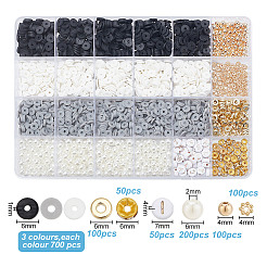 DIYジュエリー作りの発見キット  ポリマークレイディスク & プラスチックパール & 鉄ラインストーンスペーサー & アクリル & CCB プラスチックフラワービーズを含む  ミックスカラー  4~7x1~6mm  穴：1.2~2mm  2700個/箱&nbsp;DIY-AR0003-58