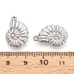 304ステンレスペンダント  コンクチャーム  変色防止  ステンレス鋼色  20x13.1x4mm  穴：1.4mm&nbsp;X-STAS-T065-35P