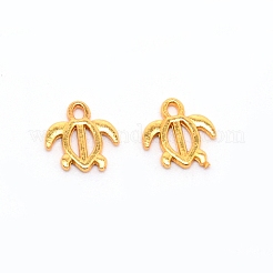 合金ペンダント  ウミガメ  ゴールドカラー  10x9.5x1mm  穴：1.2mm&nbsp;PALLOY-WH0071-22G