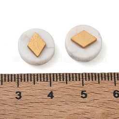 天然石ハウライトビーズ  フラットラウンド型、304ステンレス鋼の菱形  ゴールドカラー  11.5x4mm  穴：1mm&nbsp;GG-CBAE0A1-03G