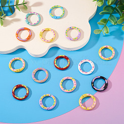 スプレー塗装された合金スプリングゲートリング15個。  リング  ミックスカラー  24.7~25x4.5~5mm&nbsp;FIND-TA0008-69