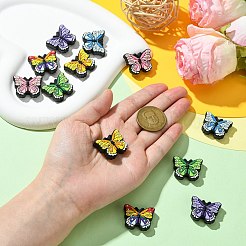 12個 6スタイル バタフライ 食品グレード 環境に優しいシリコンビーズ  ミックスカラー  20.5~26x20~26x8mm  穴：2.8mm  2個/スタイル&nbsp;SIL-CJ0001-89