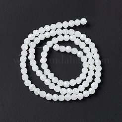 ファセット (32 ファセット) ラウンド模造翡翠ガラス ビーズ 連売り  ホワイト  4mm  穴：1mm  約88~90個/連  28~30cm&nbsp;X-EGLA-J042-4mm-30