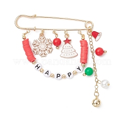 Christmas Themed Alloy Enamel & Acrylic & Polymer Clay Pendant Brooches&nbsp;JEWB-TA00023-01