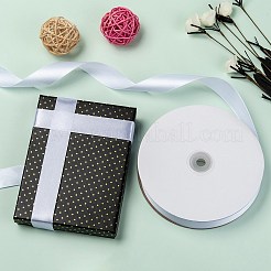 片面ソリッドカラーサテンリボン  弓工芸品用  ギフトパーティーの結婚式の装飾  ホワイト  1インチ（25~26mm）  約100ヤード/ロール（91.44メートル/ロール）&nbsp;SRIB-S052-25mm-001