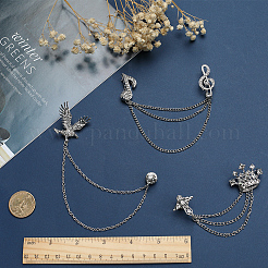 3Pcs 3 Style Crown & Eagle & Music Note Crystal Rhinestone Hanging Chain Brooches&nbsp;JEWB-GF0001-34