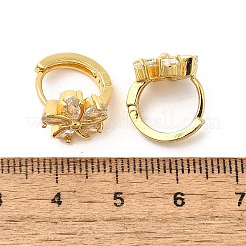 花の真鍮フープピアス  クリアキュービックジルコニア  18KGP本金メッキ  13x11x15mm&nbsp;EJEW-S256-01B-G