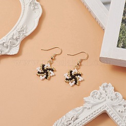 Handmade Seed Beaded Octagram Dangle Earrings&nbsp;EJEW-MZ00037