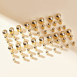 90本3スタイル真鍮コードエンド  エンドキャップ  コラム  長持ちメッキ  ゴールドカラー  4~5x2~4mm  内径：1.2~3mm  30個/スタイル&nbsp;KK-BBC0003-57G