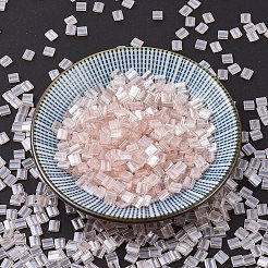 MIYUKIティラビーズ  日本製シードビーズ  2穴  （TL365)ライトシェルピンク光沢  5x5x1.9mm  穴：0.8mm  約118個/10g&nbsp;X-SEED-J020-TL0365