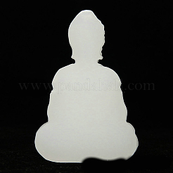 ナチュラルホワイトヒスイ彫刻mahavairocana仏像家の装飾  風水置物  62x42x16mm&nbsp;G-PW0007-049