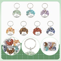 7Pcs Natural & Synthetic Gemstone Keychains&nbsp;HJEW-FS00063