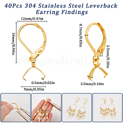 304ステンレススチールフレンチフックピアス金具40個  アイスピックピンチベイル付き  ゴールドカラー  24mm  ピン：0.7mm&nbsp;STAS-SC0009-31G