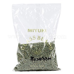 MIYUKIラウンドロカイユビーズ  日本製シードビーズ  8/0  （rr2033)マットオペークライトオリーブツヤ  8/0  3mm  穴：1mm  約19000~20500個/ポンド&nbsp;SEED-G008-RR2033